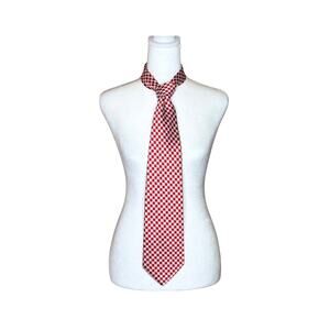 Vintage Bartolini Necktie Red White Checkered Maximalist Clowncore Preppy Retro